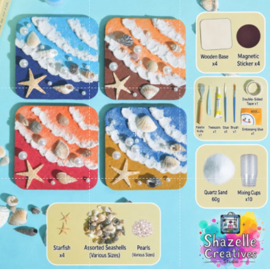 DIY Beach-Themed Sand Art Magnet Craft Kit (4-Piece Set)
