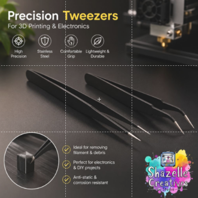 Precision Anti-Static Stainless Steel Tweezers – Fine Tip Tweezers for 3D Printing & Electronics