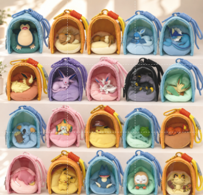 Sleeping Pokemon Plush Keychain | Cute Mini Backpack Bag Charms | Soft Collectible Plush Toys (Multiple Designs)