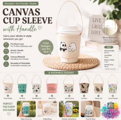 Cute Reusable Cup Holder Collection | Handmade Drink Carrier Sleeve | Eco-Friendly Coffee & Bubble Tea Holder