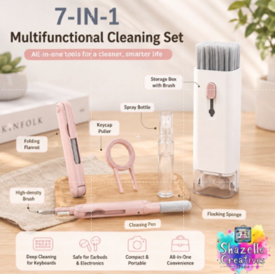 7-in-1 Multifunctional Cleaning Kit for Keyboard, Earbuds, Laptop & Electronics | Portable Cleaning Tool Set
