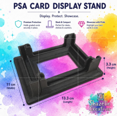 3D Printed PSA Graded Card Display Stand | Compact 4-Slot Trading Card Holder for Pokémon & Sports Cards