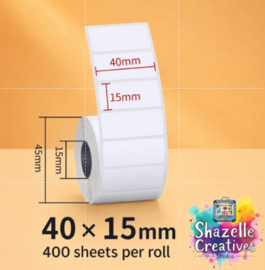 2-Sets Portable Thermal Label Printer Sticker Roll – Removable Waterproof Synthetic Paper Labels