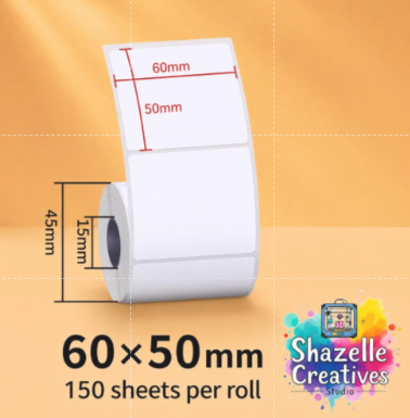 2-Sets Portable Thermal Label Printer Sticker Roll – Removable Waterproof Synthetic Paper Labels