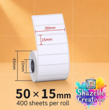 2-Sets Portable Thermal Label Printer Sticker Roll – Removable Waterproof Synthetic Paper Labels