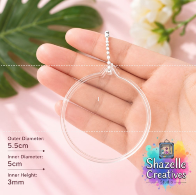 3pcs Clear Acrylic Round Keychain Blank – Premium Transparent Insert Frame
