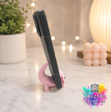 Cute Pink Axolotl Phone Stand – 3D Printed Desk Holder for Smartphones