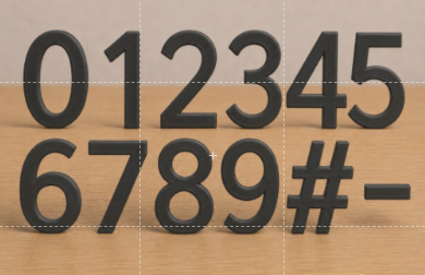 3D Printed House Number PLA Numbers & Symbols (0–9, #, -)