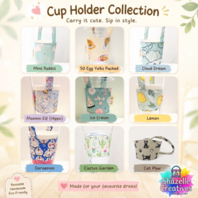 Cute Reusable Cup Holder Collection | Handmade Drink Carrier Sleeve | Eco-Friendly Coffee & Bubble Tea Holder