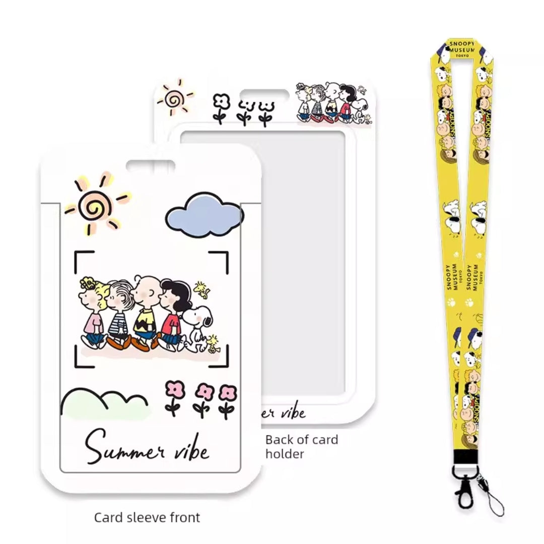 Cute Cartoon Card Sleeve Holder with Lanyard | Kawaii ID Badge Holder | EZ-Link & Name Card Case (Multiple Design)