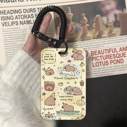 Cute Cartoon Card Sleeve Holder with Lanyard | Kawaii ID Badge Holder | EZ-Link & Name Card Case (Multiple Design)