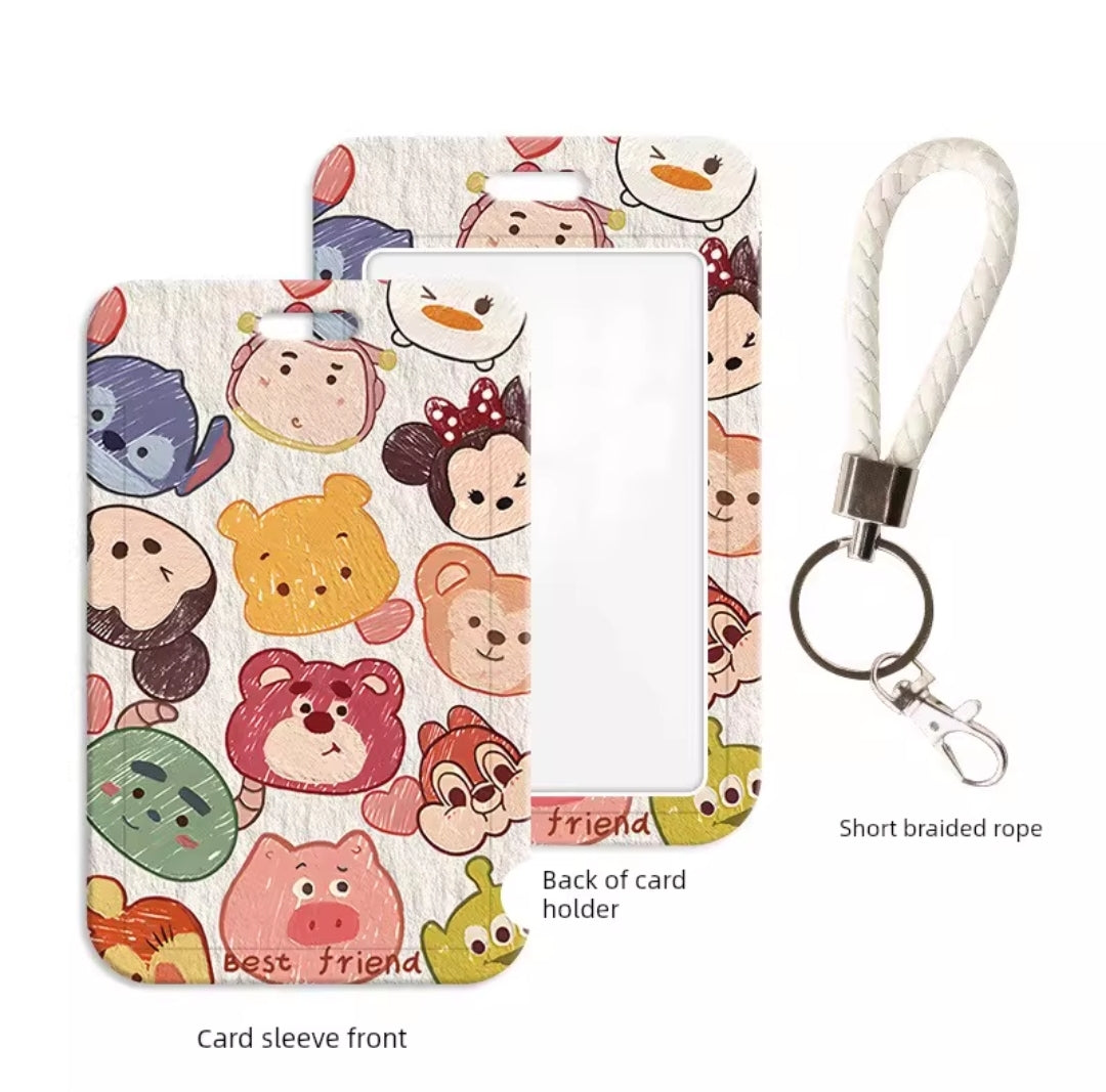Cute Cartoon Card Sleeve Holder with Lanyard | Kawaii ID Badge Holder | EZ-Link & Name Card Case (Multiple Design)