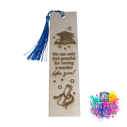 Laser Engrave Teachers' Day Appreciation Creative Wooden Bookmark with random Tassel