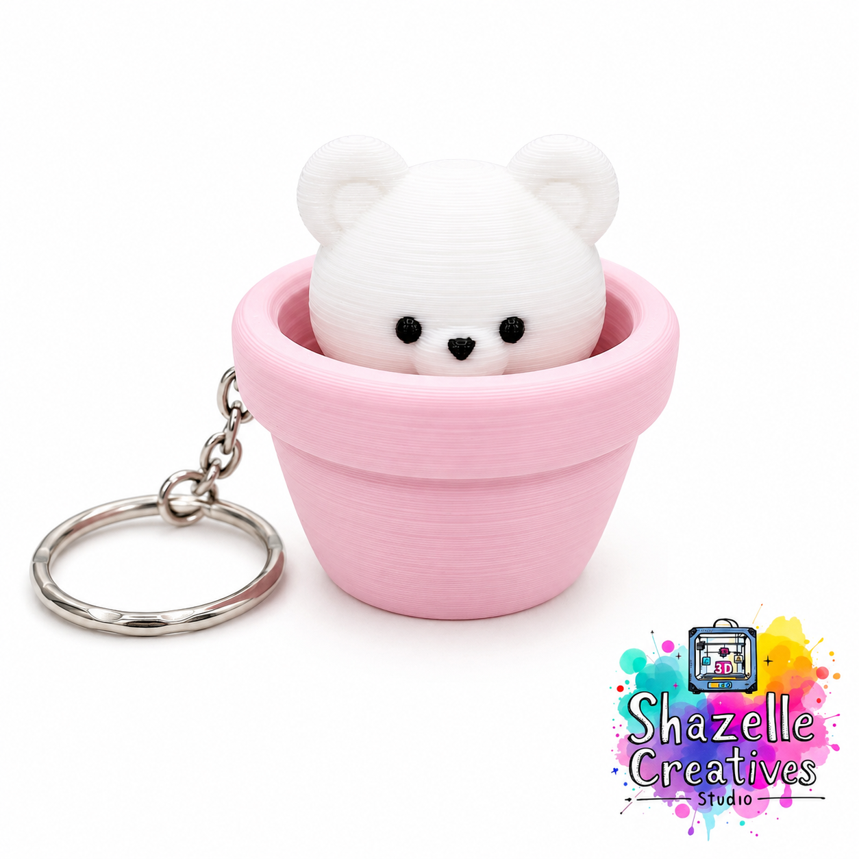 Adorable 3D Printed Animal-in-a-Pot Fidget Clicker Keychains