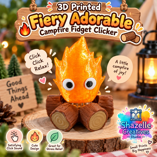 🔥 3D Printed Fiery Adorable Campfire Fidget Clicker😈