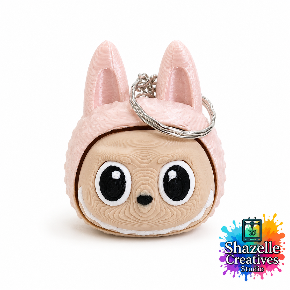 🧸 3D Printed Fiercely Playful Labubu-inspired Fidget Clicker Keychain ✨