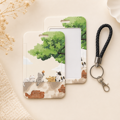 Cute Cartoon Card Sleeve Holder with Lanyard | Kawaii ID Badge Holder | EZ-Link & Name Card Case (Multiple Design)