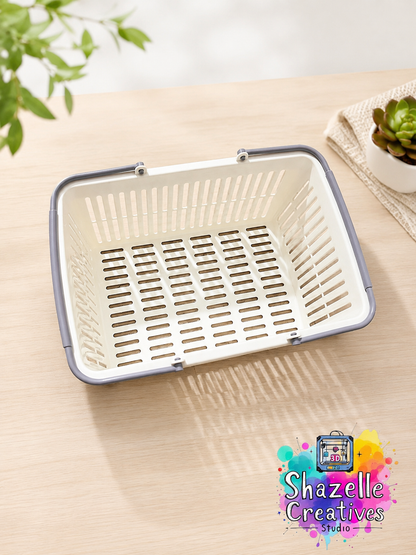 Multi-Purpose Plastic Storage Basket with Handles | Ventilated Organizer Tray for Kitchen, Bathroom & Home Storage