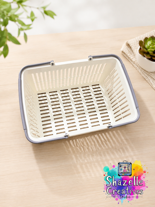 Multi-Purpose Plastic Storage Basket with Handles | Ventilated Organizer Tray for Kitchen, Bathroom & Home Storage