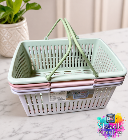 Multi-Purpose Plastic Storage Basket with Handles | Ventilated Organizer Tray for Kitchen, Bathroom & Home Storage