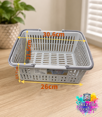 Multi-Purpose Plastic Storage Basket with Handles | Ventilated Organizer Tray for Kitchen, Bathroom & Home Storage