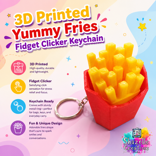 3D Printed Yummy Fries Fidget Clicker Keychain