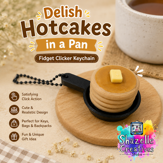 Delish Hotcakes in a Pan Fidget Clicker Keychain
