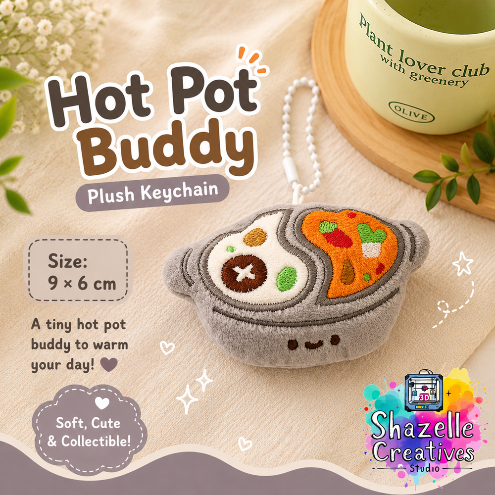 Hotpot Plush Keychain Set | Cute Food Plush Bag Charm | Kawaii Collectible Keyring