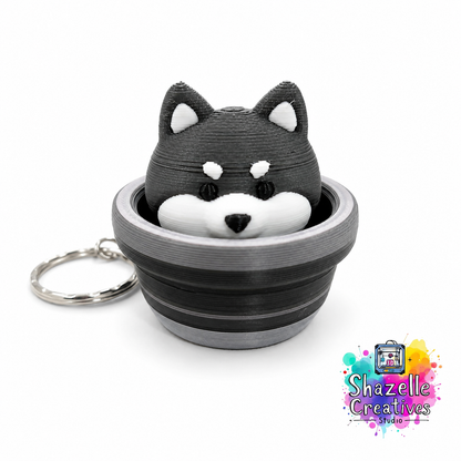 Adorable 3D Printed Animal-in-a-Pot Fidget Clicker Keychains