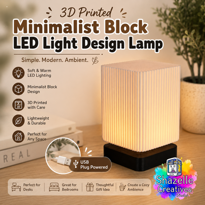 💡 3D Printed Minimalist Block LED Light Design Lamp ✨
