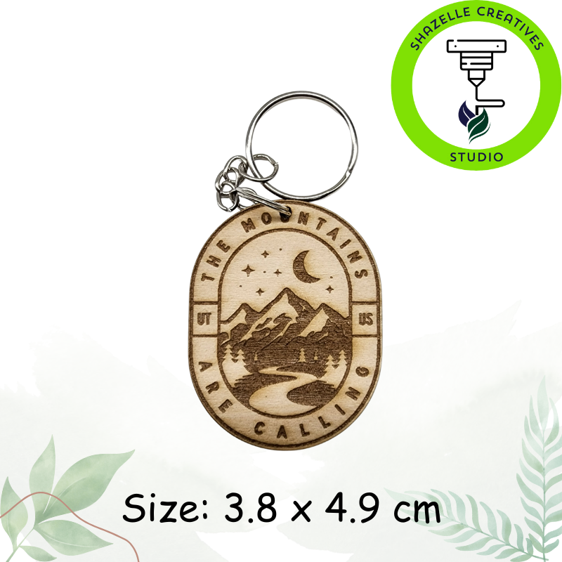 Wooden Laser-Engraved Camping Outdoor Keychain