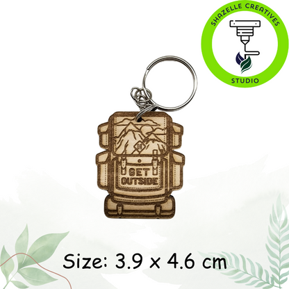 Wooden Laser-Engraved Camping Outdoor Keychain