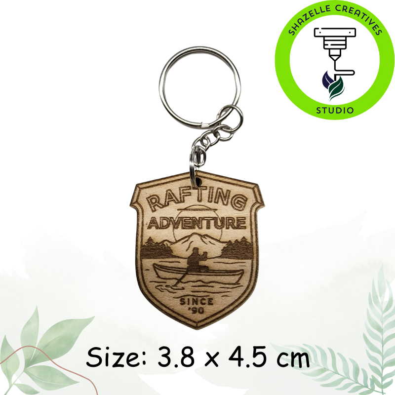 Wooden Laser-Engraved Camping Outdoor Keychain