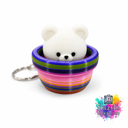 Adorable 3D Printed Animal-in-a-Pot Fidget Clicker Keychains