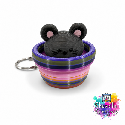 Adorable 3D Printed Animal-in-a-Pot Fidget Clicker Keychains