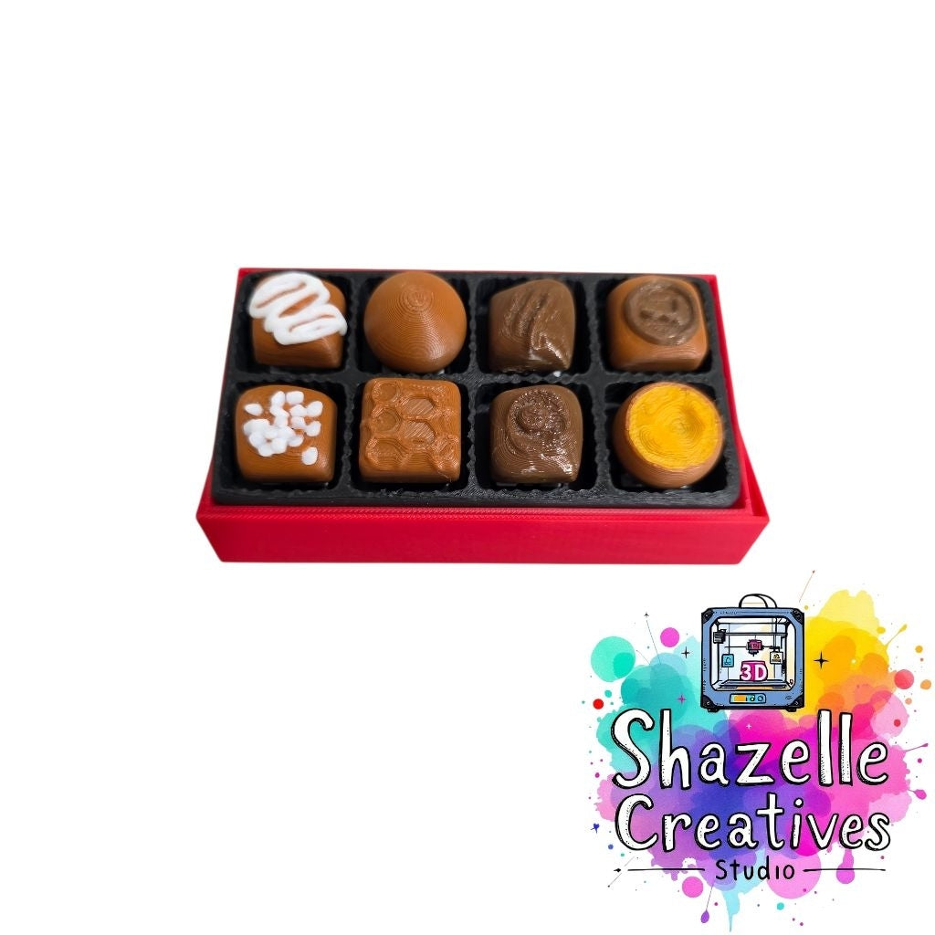 3D Printed Chocolate Box with Chocolates Cicker Fidget Toy