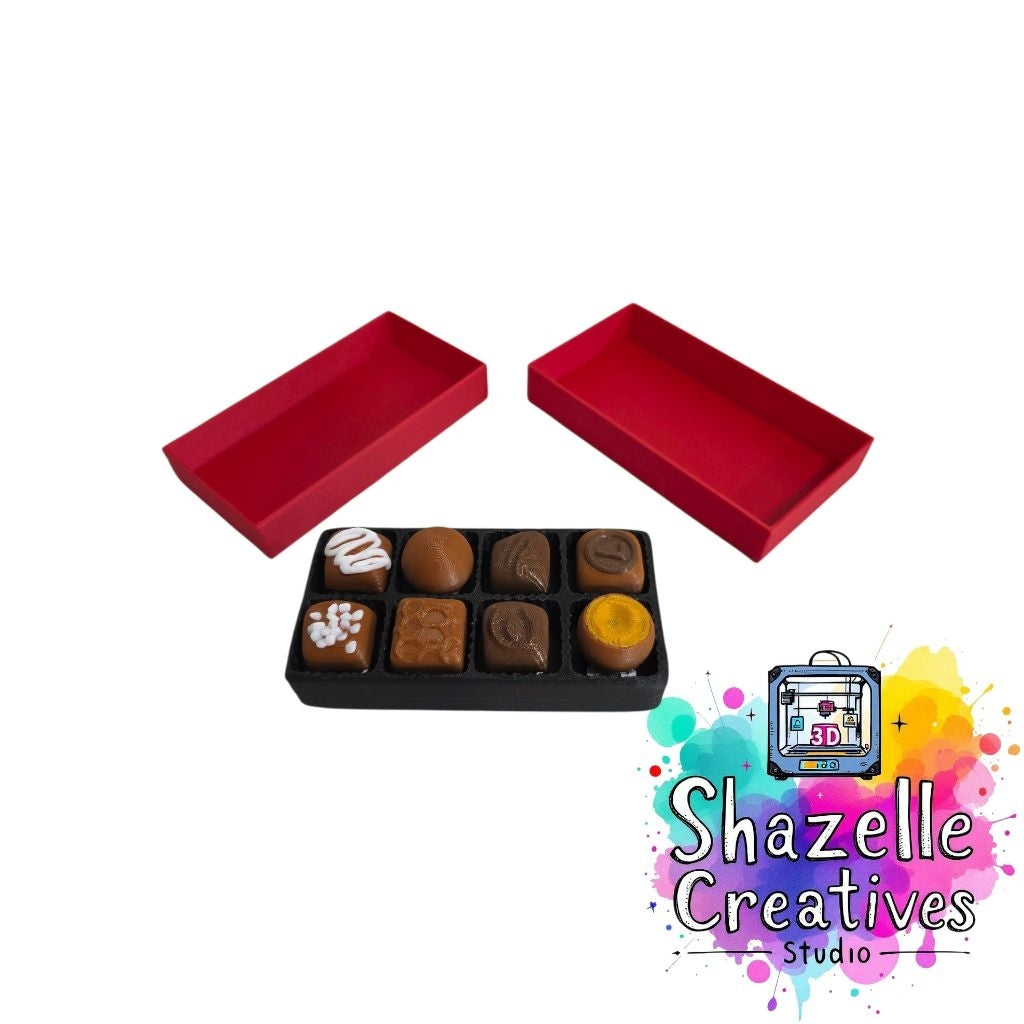 3D Printed Chocolate Box with Chocolates Cicker Fidget Toy