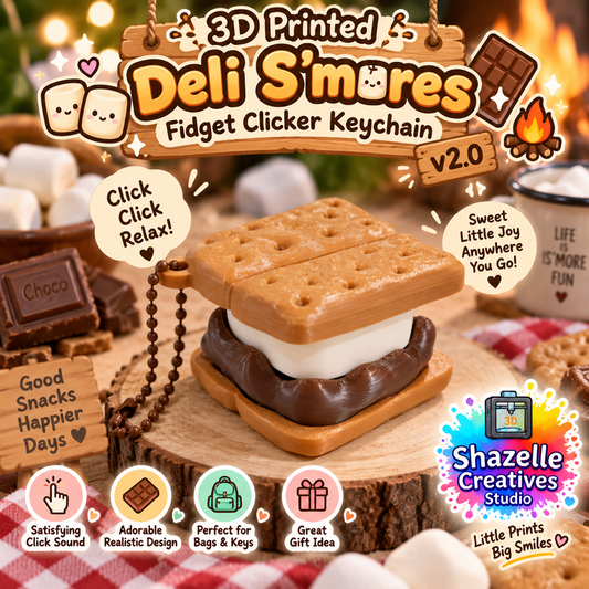 🍪 3D Printed Deli S’mores Fidget Clicker Keychain v2.0 ✨