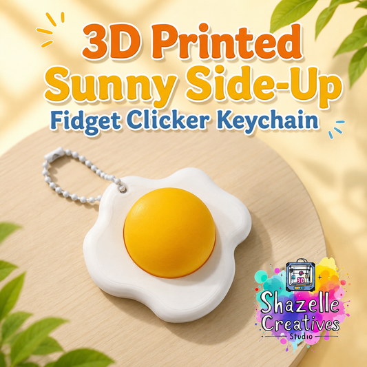 3D Printed Sunny Side-Up Fidget Clicker Keychain